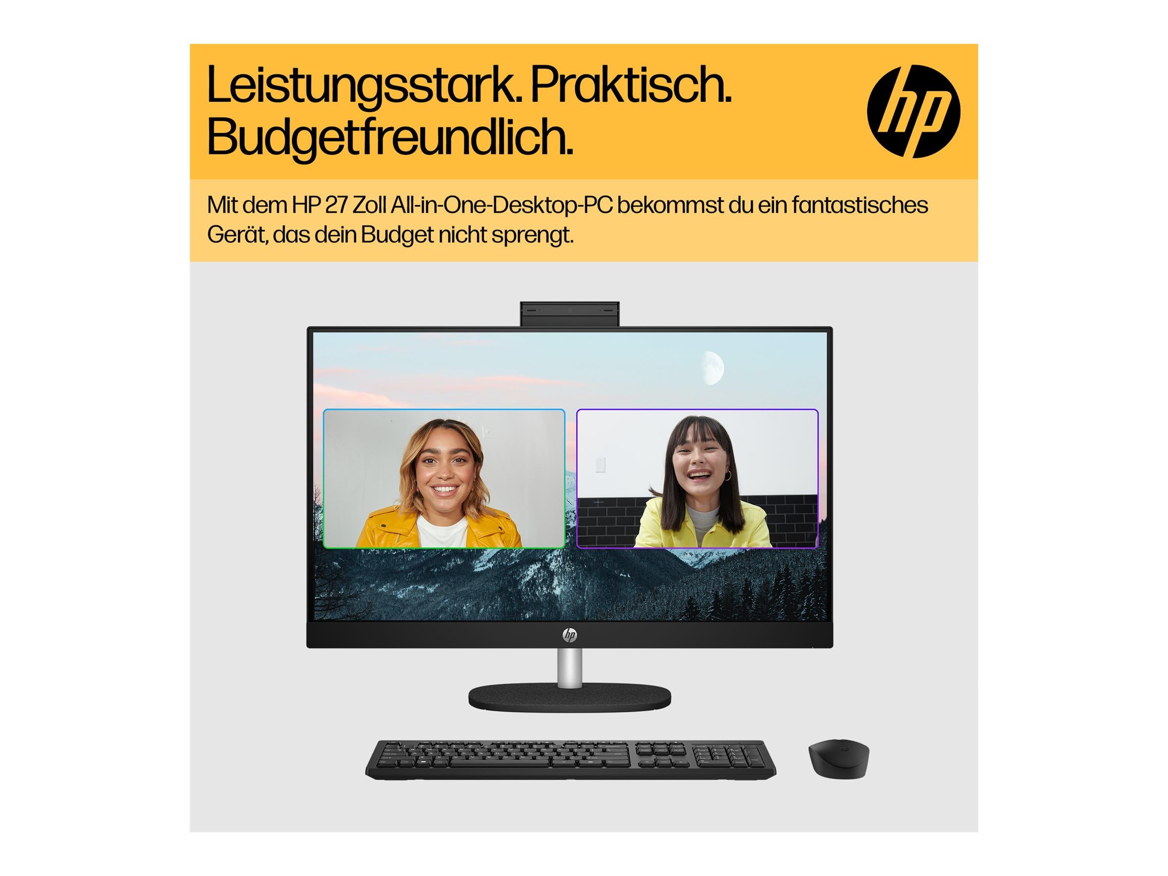 HP 27-cr0471ng - All-in-One (Komplettl?sung) - Ryzen 7 7730U - RAM 16 GB - SSD 512 GB - NVMe - Radeon Graphics - 1GbE, Wi-Fi 6, Bluetooth - WLAN: 802.11a/b/g/n/ac/ax, Bluetooth 5.4 - Win 11 Home - Mo
