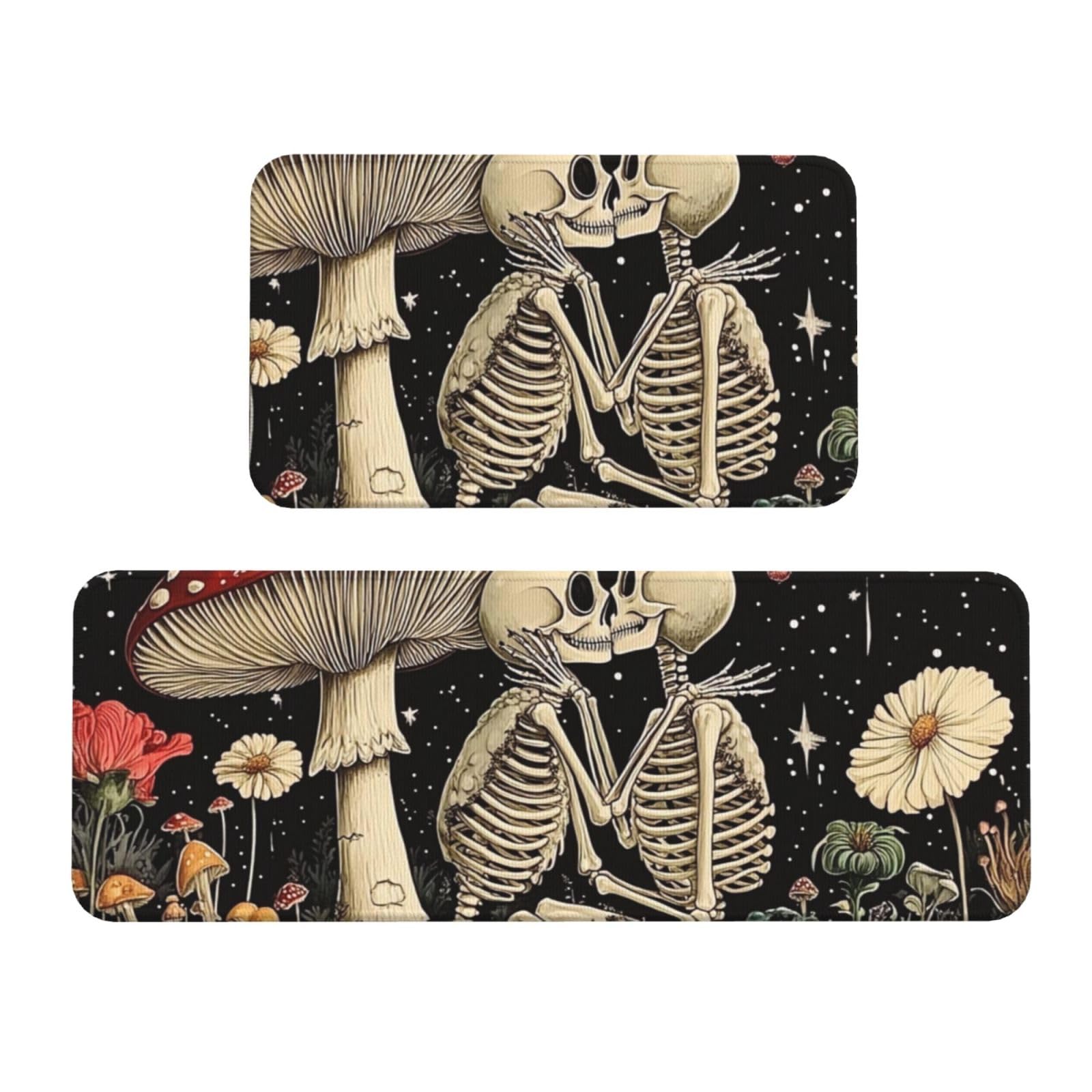 Tapetes de cocina de alta comodidad, alfombras acolchadas con estampado de setas, 2 piezas