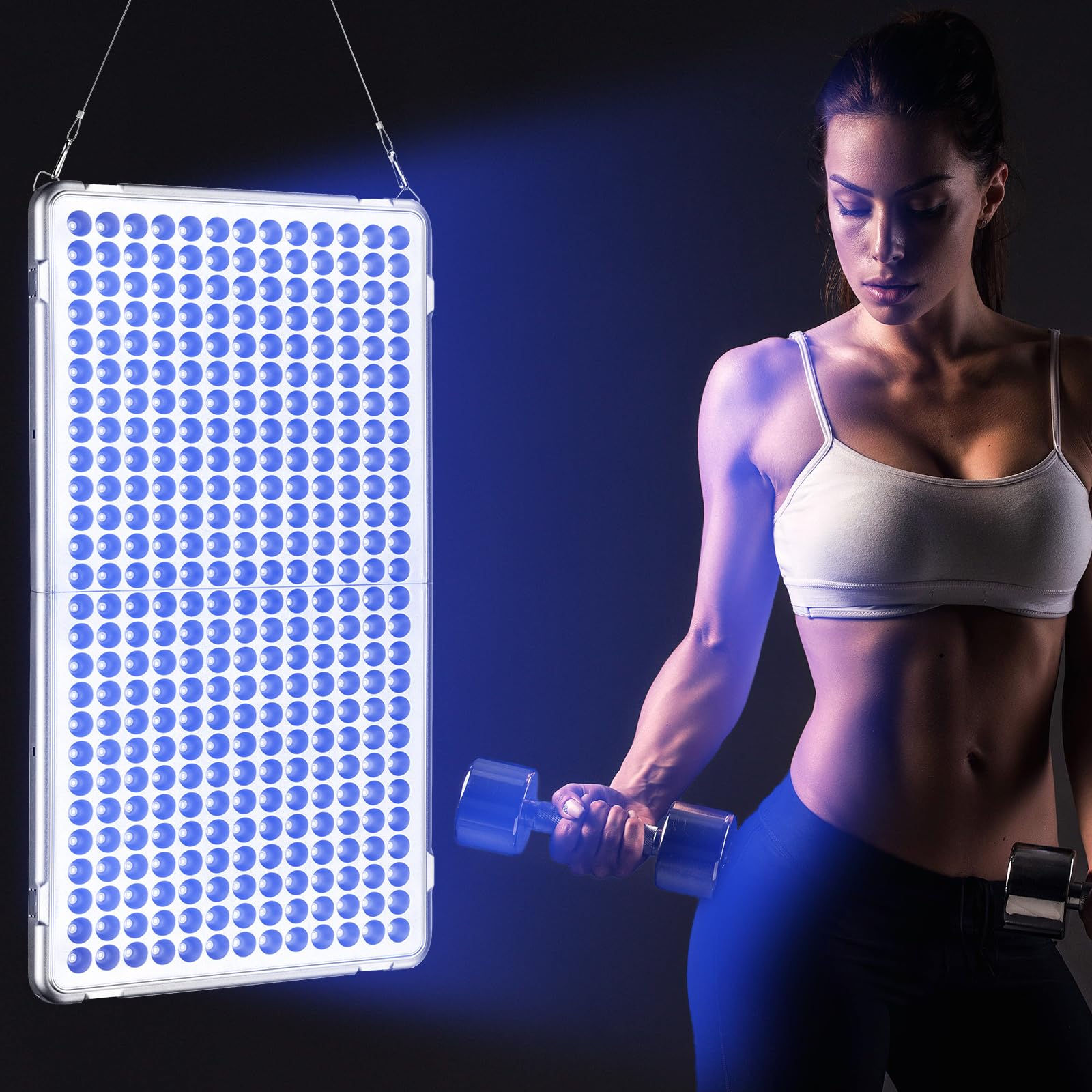 Lámpara bronceadora de 48 vatios, solárium facial para uso doméstico, lámparas bronceadoras portátiles con 338 LED, lámpara bronceadora facial plegable con gafas protectoras, apta para rostro y cuerpo