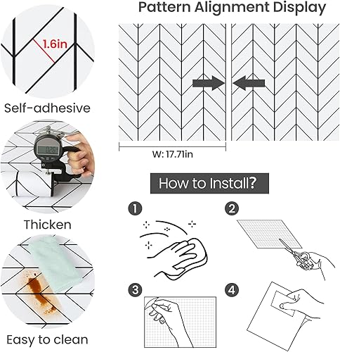 Miniatura 5 de LXCREAT Papel pintado negro y blanco para pelar y pegar para lavandería, papel de contacto removible con rayas, 17.71" X 196", papel pintado