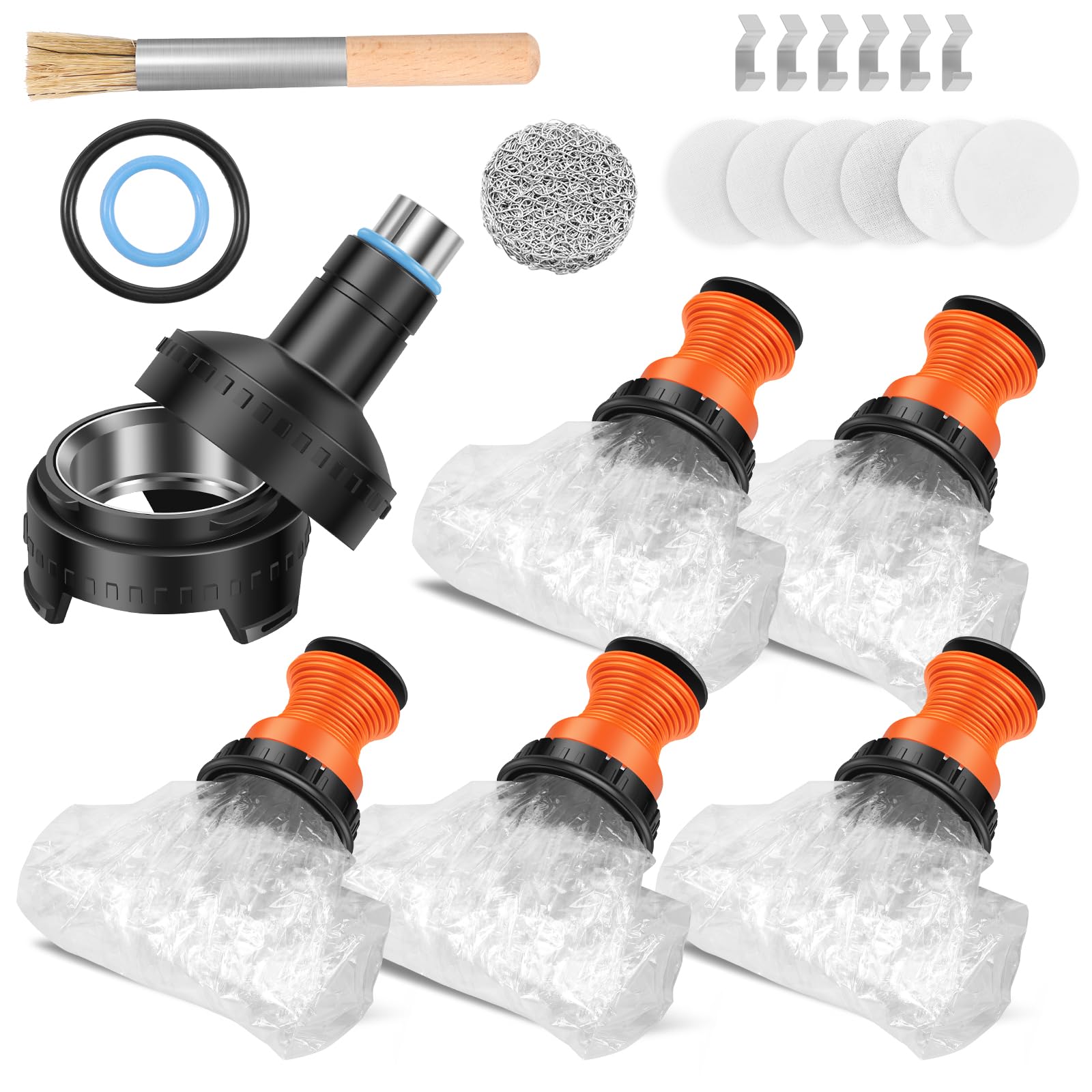 LYDODOKA 5Pcs Storage Bag Supporting Valve and Adapter, Plastic Balloon Refill Set, Wear Rsistant Balloon Replacement Bags Filling Chamber Tube, Balloon Evaporator Air Tube Fitting Kit for V0lcan0