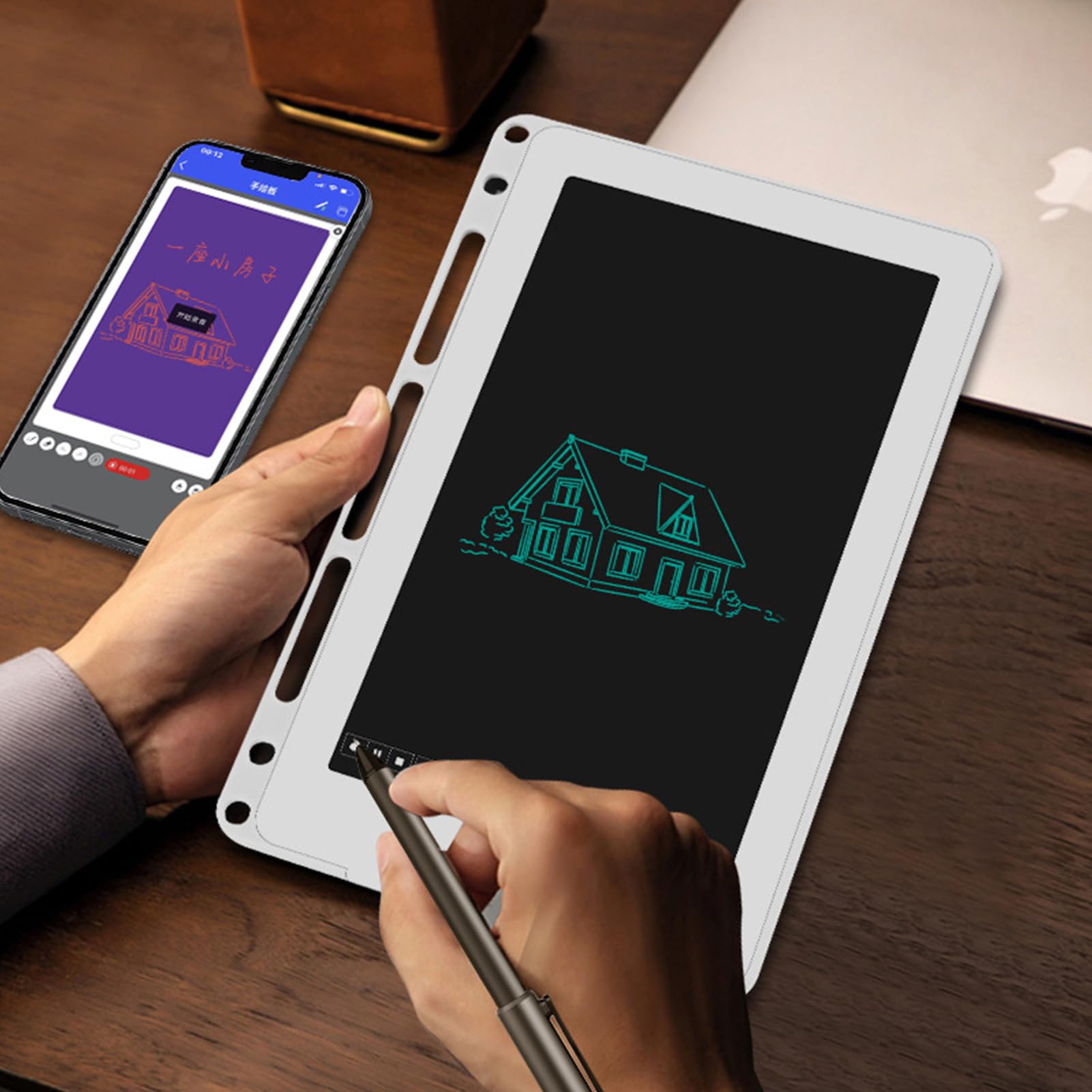 HUIOP Bolígrafo Inteligente,Bolígrafo Inteligente + Cuaderno de Cuero A5 Diario Rayado Planificador + Tablero de Escritura Sincronización en Tiempo Real para digitalizar Uso con aplicación Voz a