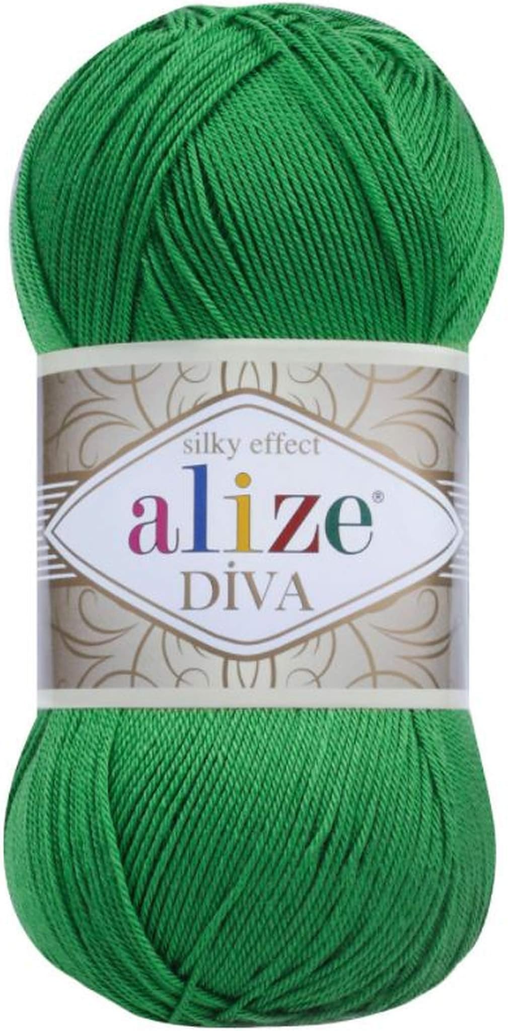 Alize Diva Silk Effect 100% Microfiber Acrylic Yarn 1 Ball skeins 100gr 383yds Color (123 - Emerald)