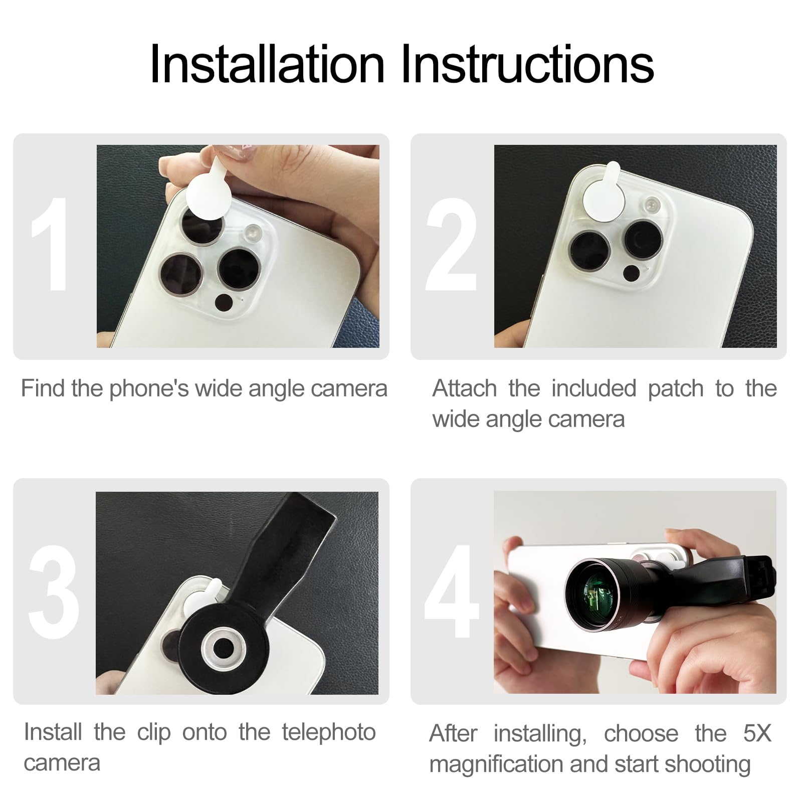 Teleobiettivo 2X per teleobiettivo 5X, con obiettivo macro da 200 mm e 300 mm, clip universale per obiettivo da 17 mm, compatibile con SmallRig e NEEWER Phone Cage (componenti aggiuntivi 200