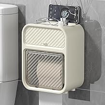 Punch-Free Paper Holder Wall-Mounted Toilet Toilet Paper Box Tissue Box Hand Carton Storage Rack Paper Extraction Box Light Luxury (Beige)