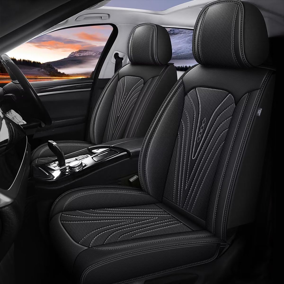 2 Front Car Seat Cover Fit for Nissan Frontier 2009-2023 2024 2025 Faux Leather Breathable Waterproof Frontier Seat Covers Automotive Cushion Protector Compatible Airbag (2 Seats & Black)