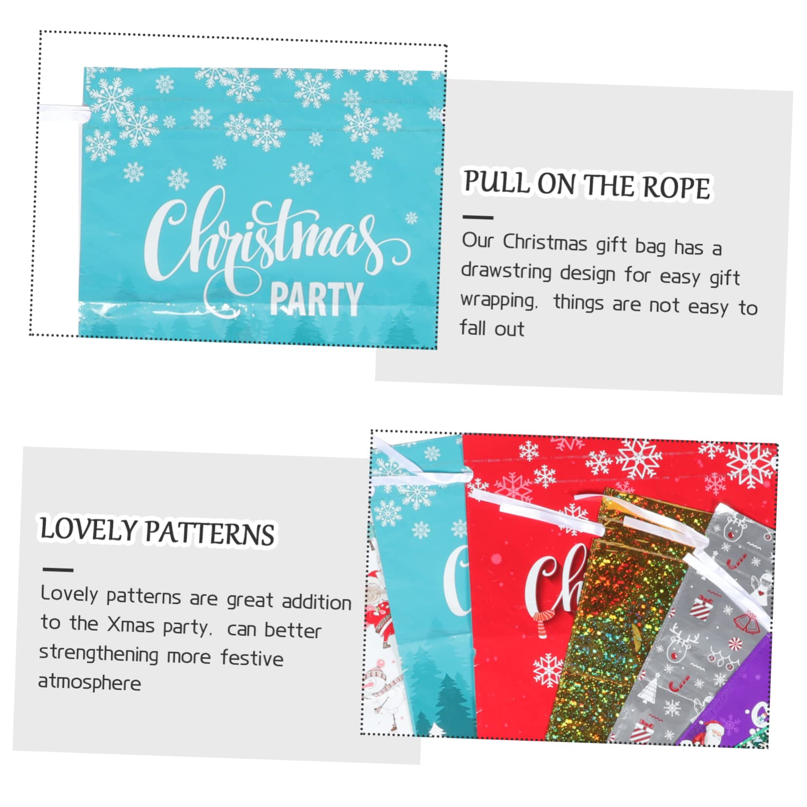 ULTECHNOVO 50pezzi Sacchetti Di Natale Con Corda Da Confezione Festiva Vari Colori Per Regali e Dolcetti Atmosfera Natalizia Per Famiglie e Feste