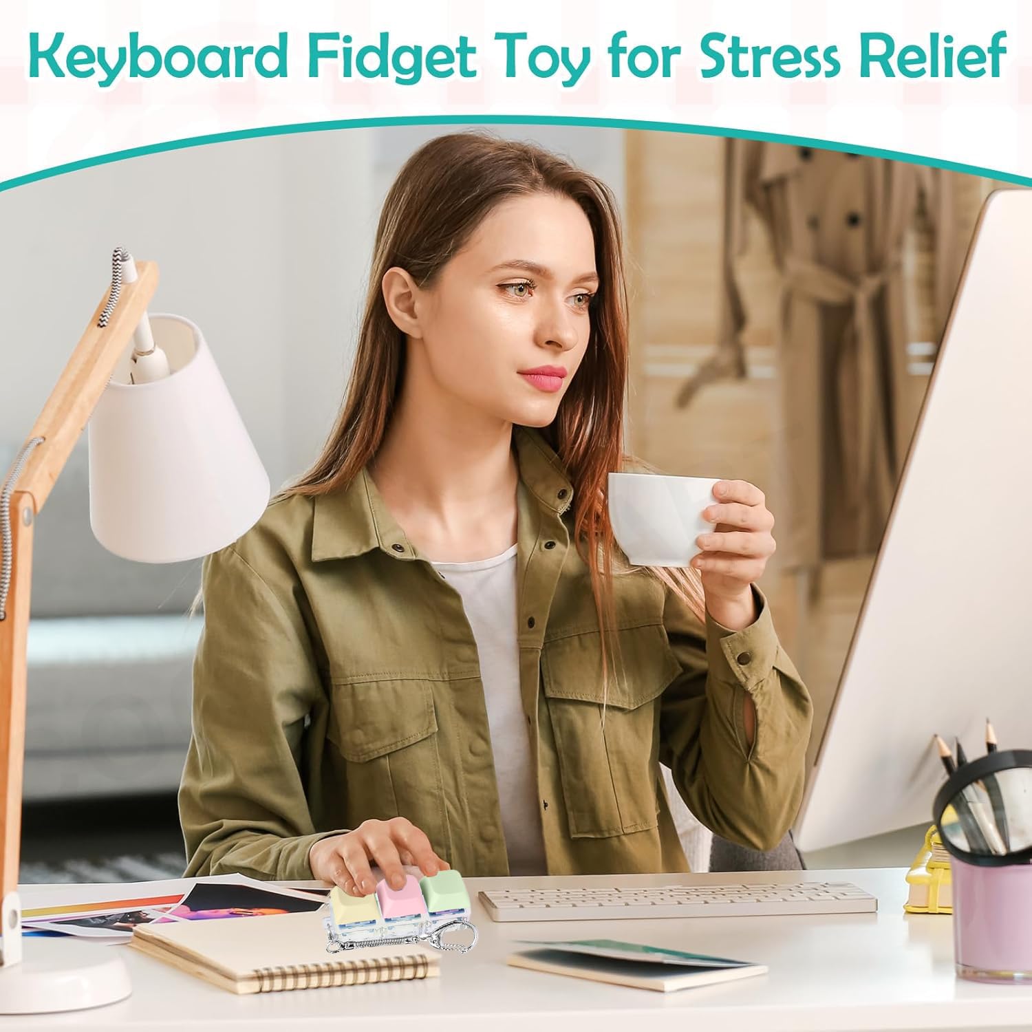 Cocoonkart 2 Pcs Keyboard Fidget Toy for Adults Fidget Keyboard Clicker Toys with LED Lights Keyboard Clicker Fidget Toy Stress Relief (3 in 1 Lighting) 4