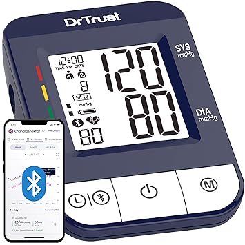 Dr Trust (USA) Digital Blood Pressure Monitor Apparatus and Testing Machine with USB Port Icheck Bluetooth Connect Most Accurate BP Checking Instrument - 118 (Blue)