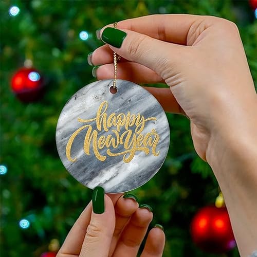 Vista 12 de Adornos para árbol de Navidad, adorno de Navidad, adorno de recuerdo, decoración del hogar, colgantes, colgantes, redondos, de cerámica, adornos