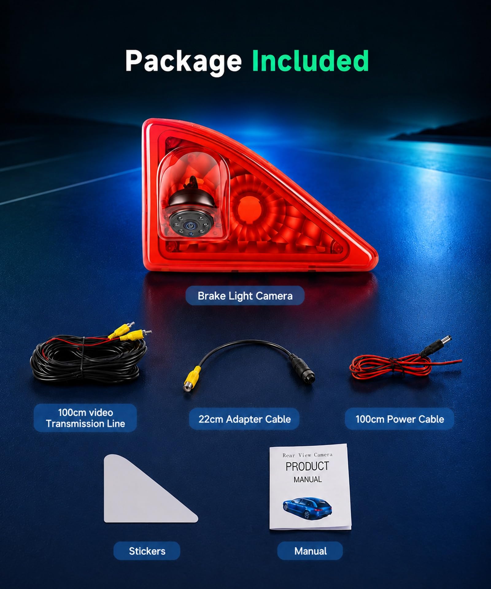 Hodozzy Cámara de Visión Trasera para Nissan NV400/Opel Movano/Renault Master 2010-2016, Cámara para Tercera Luz de Freno, Visión Nocturna por IR, Resistente al Agua IP67, con Línea de Marcha Atrás