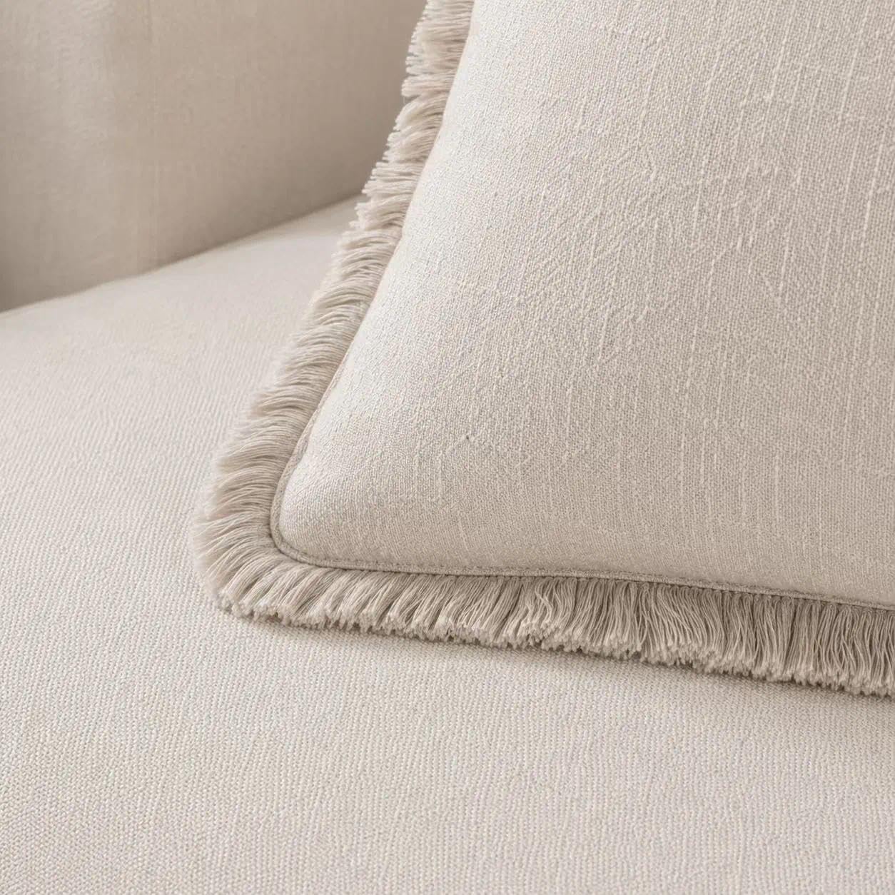 2er Set neutralen Baumwolle Quasten Kissenbezug,Kissenbezug Boho,Kissenbezug 50x50 Beige,Dekorative Leinen-Kissenbezüge,Boho-Stil mit Fransen,für Couch Sofa Schlafzimmer Wohnzimmer Heimdekoration