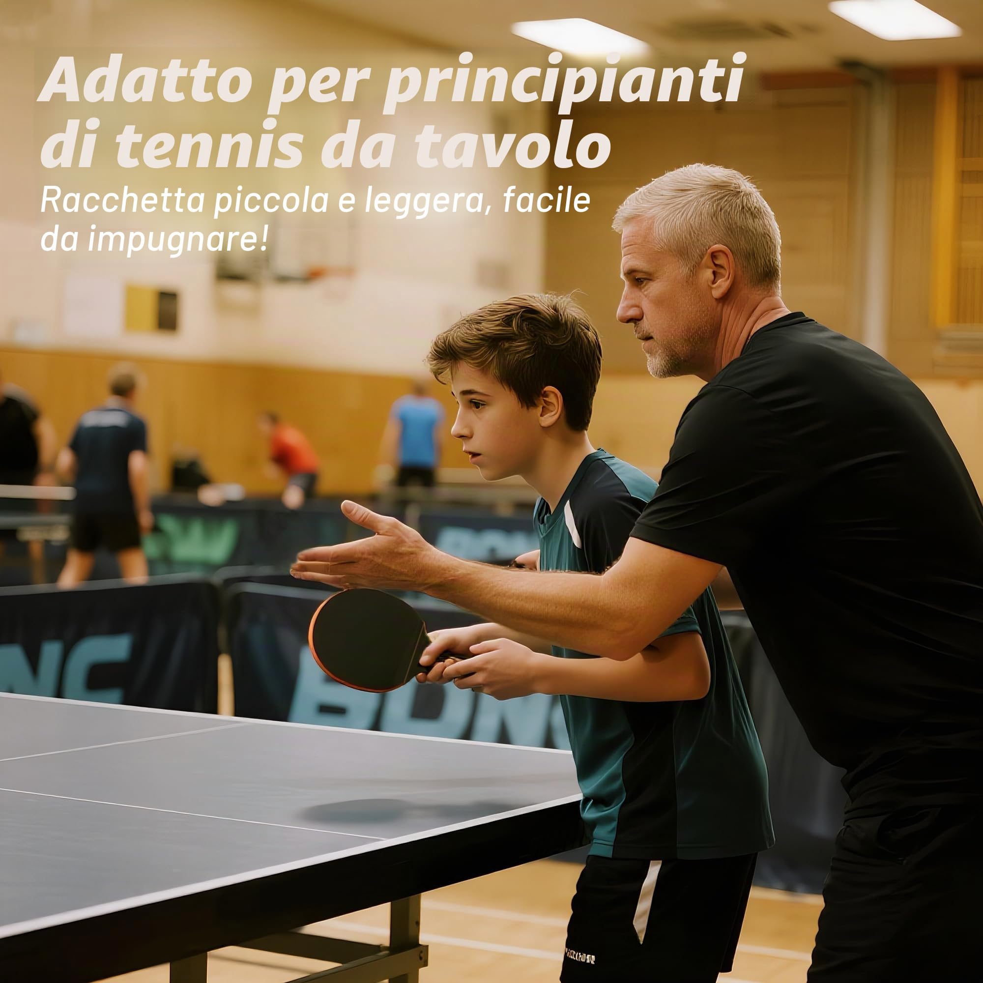 Sportout Racchette Ping Pong - 7 Strati, ITTF Approva la Gomma Racchetta da ping pong, Spugna 2mm Racchetta da Ping Pong Professionale per Allenamento e Competizione Insieme a Custodia