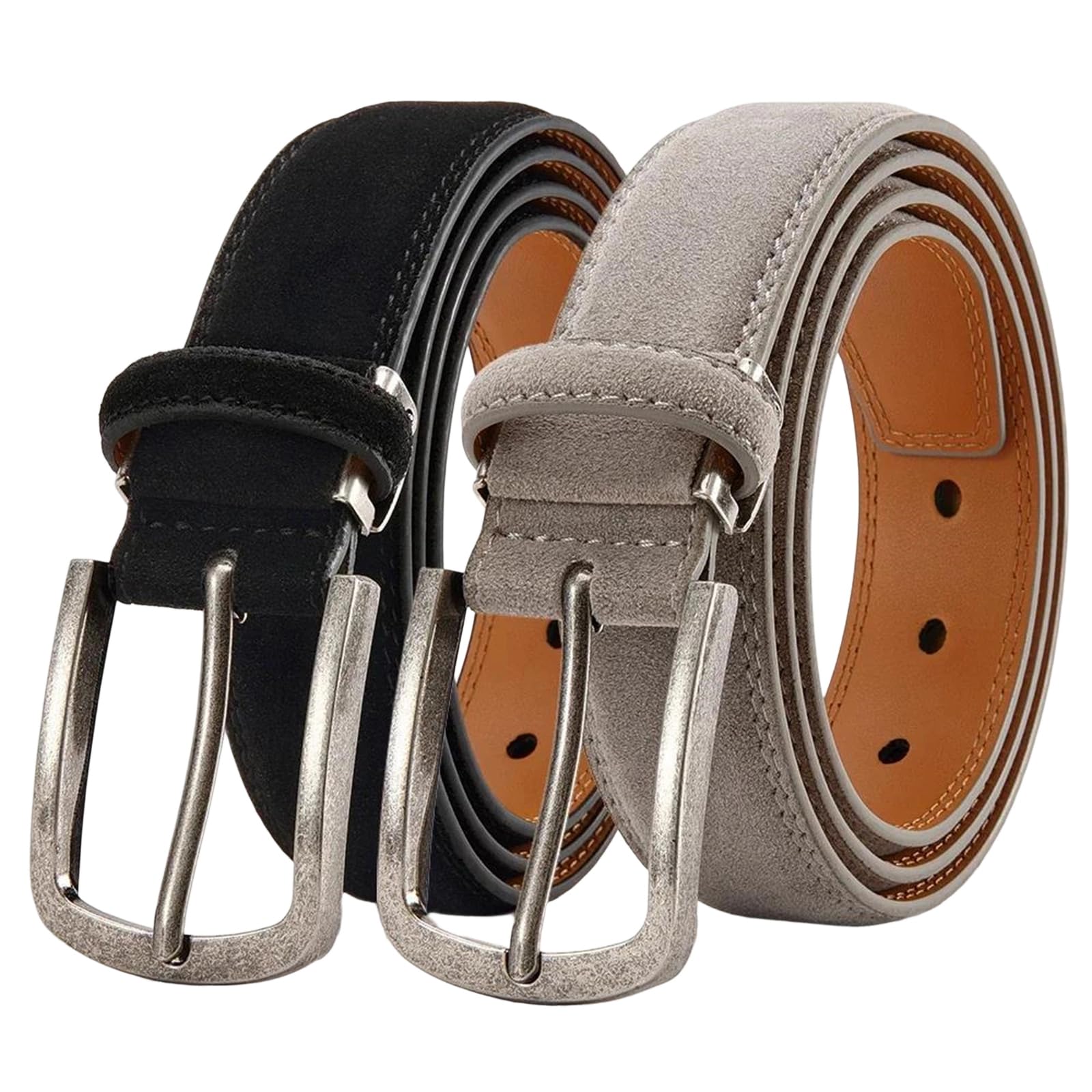 Yeuyyben Cinturón de piel sintética para hombre con hebilla de metal y hebilla automática, ajustable, estilo casual
