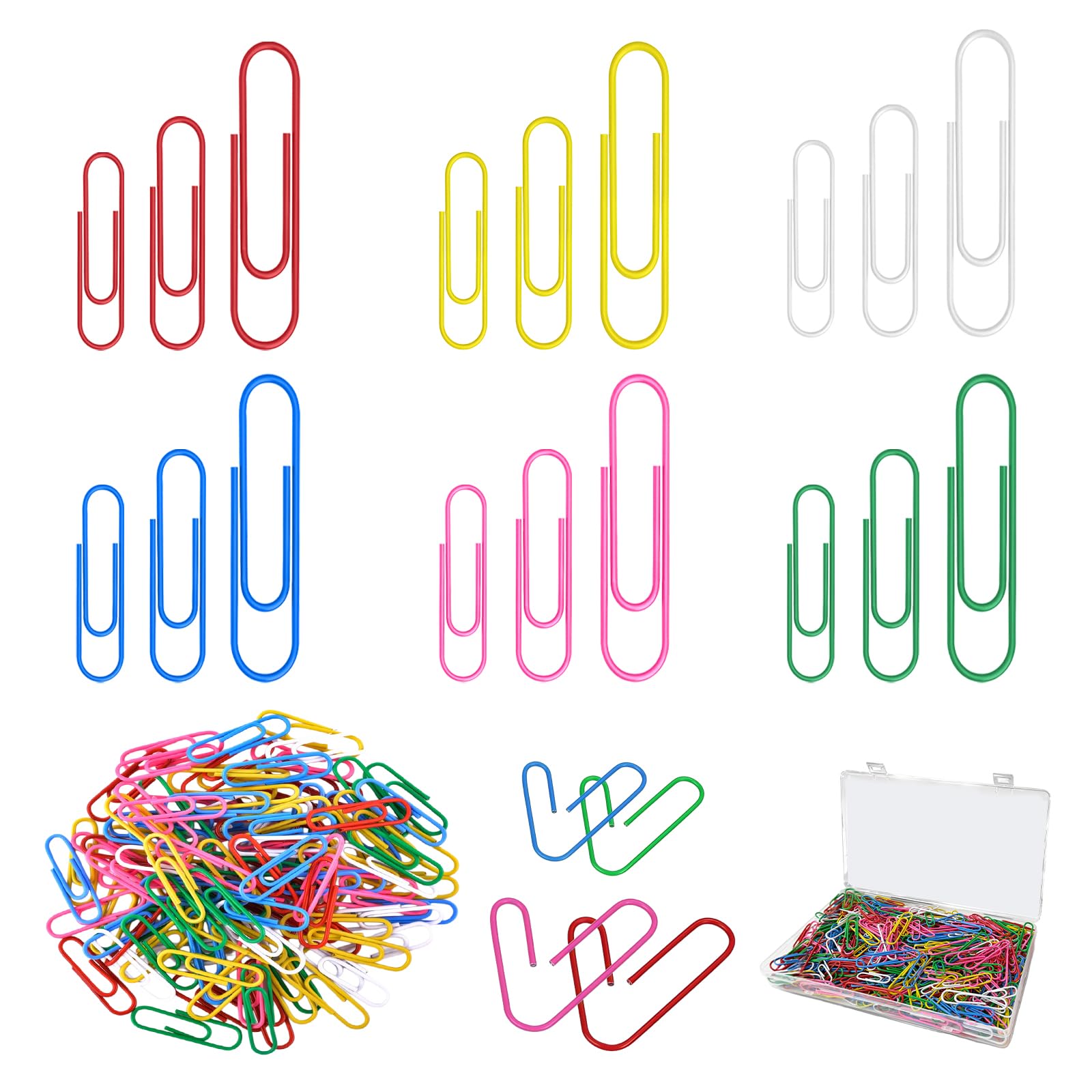 Flintronic Large Paper Clips, 800Pcs Coloured Metal Paperclips, for Office Supplies, Home, Kitchen, Shops, School Document Organizing — image 1