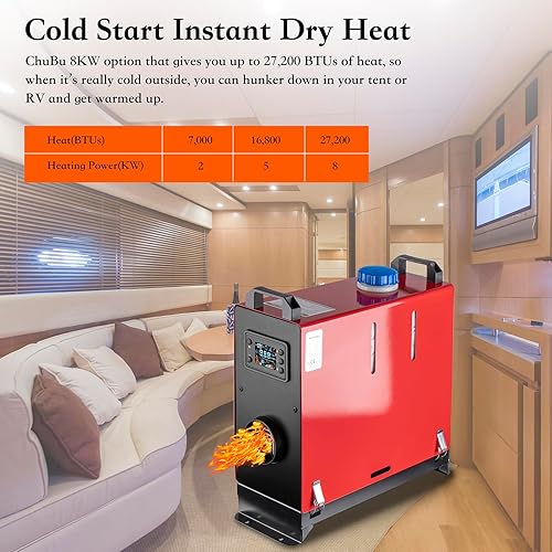 Miniatura 4 de Calentador diésel todo en uno 5KW8KW 12V-24V Calentador de aire diésel de calentamiento rápido, baja energía, bajo ruido, control remoto, monitor