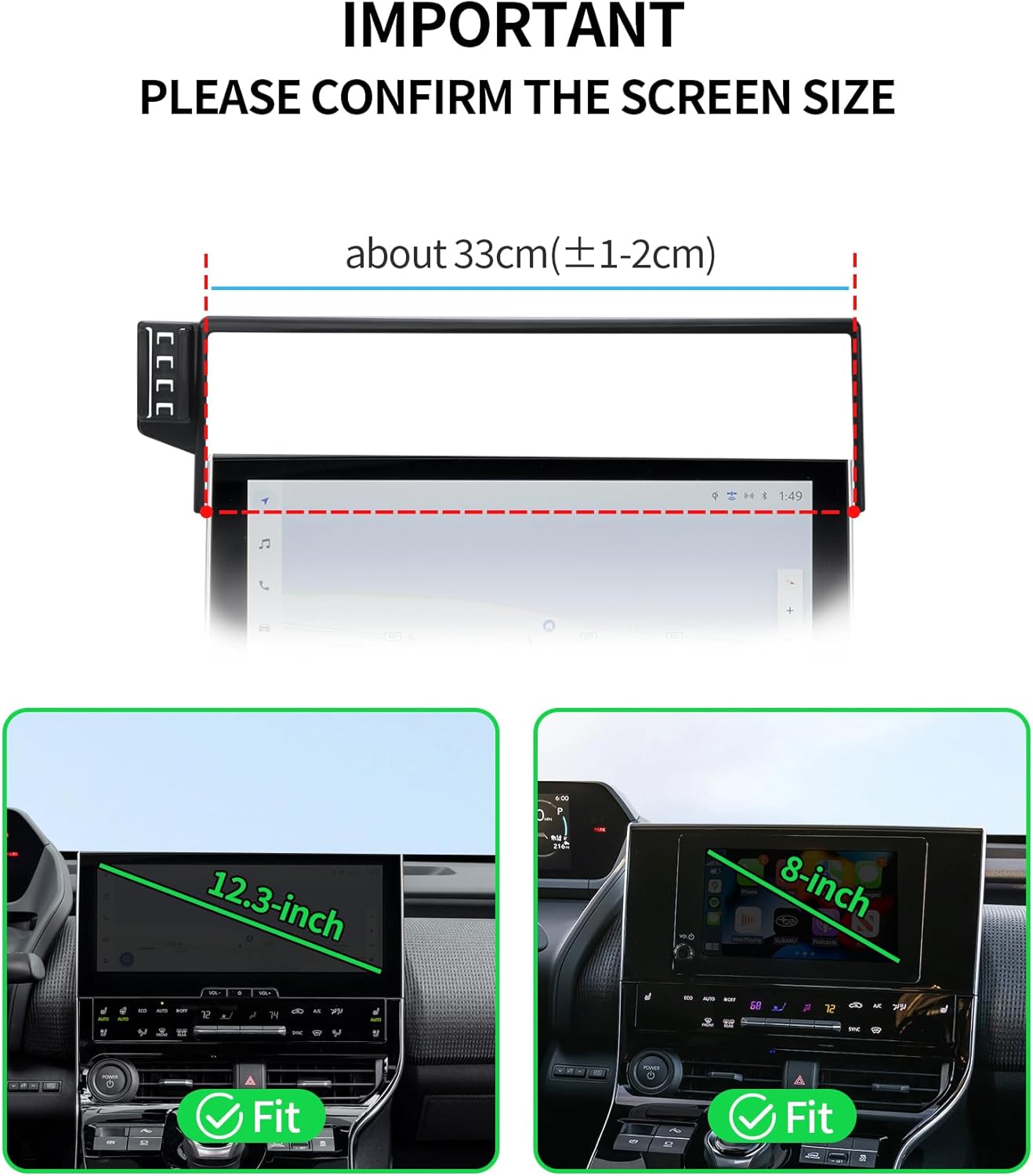15W Wireless Fast Charger for Toyota BZ4X 2023-2026/Subaru Solterra 2023-2026 Accessories 8/12.3 inch Screen Fixed Clip, Interior Decoration Mobile Phone Mount,Vehicle-Specific Custom Mount