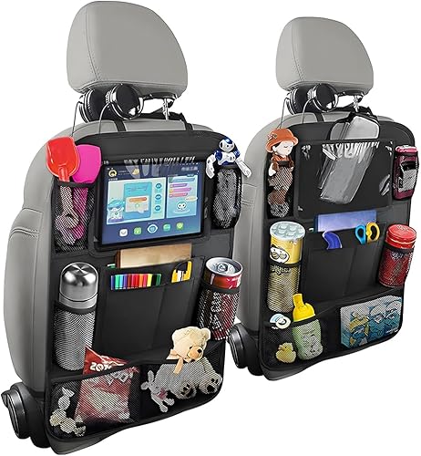 2 organizadores de respaldo de asiento de automóvil, bolsa de almacenamiento impermeable para vehículo con soporte para tableta de pantalla táctil y