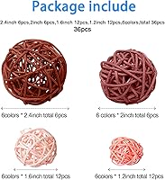 Vista 2 de Patelai 36 Piezas Bolas de Mimbre de Ratán Bolas Decorativas para Jarrón Centro de Mesa Cuencos Esferas de Relleno para Decoración del Hogar, 4 Boho