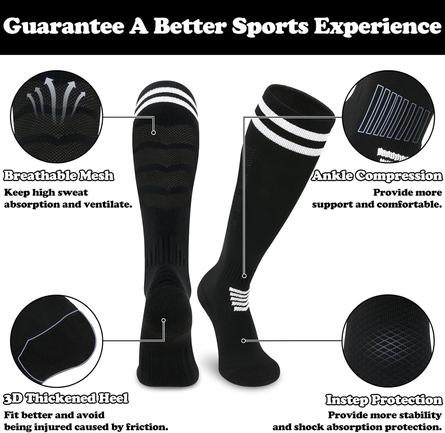 Kids Soccer Socks Youth Soccer Socks Boys Adult Kids Baseball Socks Men Women Girls Softball Socks Cusion Team Sport - Image 3