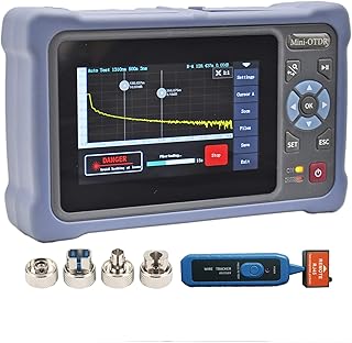 OTDR Fiber Tester 1310/1550nm 26/24dB with 4.3-inch Touch Screen, 11-in-1 OTDR SM with VFL OPM OLS Event Map RJ45, FC/UPC SC ST LC Connectors Included