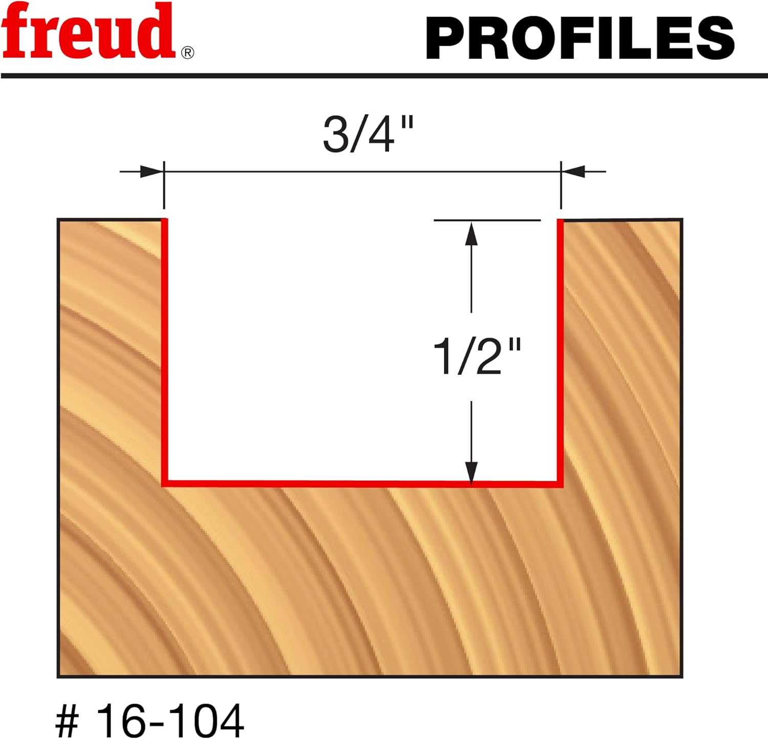 Freud Mortising Bit with Perma-Shield Coating for Ultra-Clean Hinge Mortises or Perfect Grooves and Dadoes - 2" Length, 1/2" Height, 3/4" Dia., 1/4" Shank - 16-104