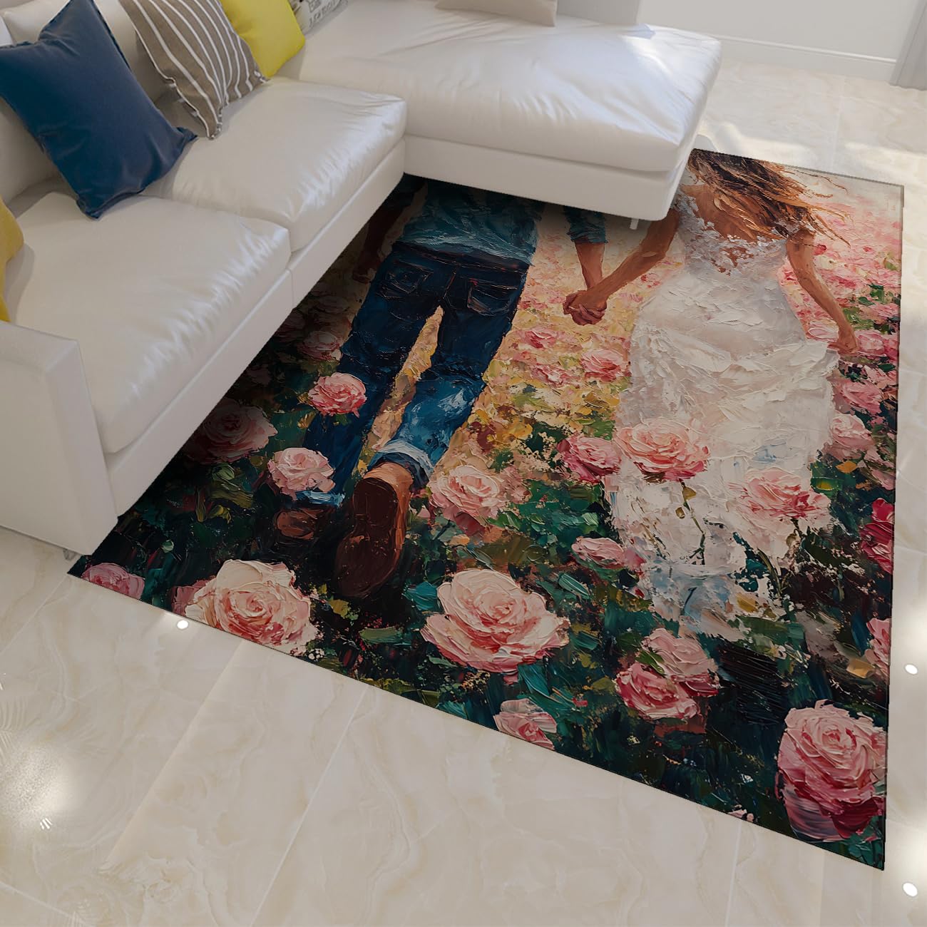Tapis Saint Valentin 60x120cm antidérapant pour entrée et patio moderne