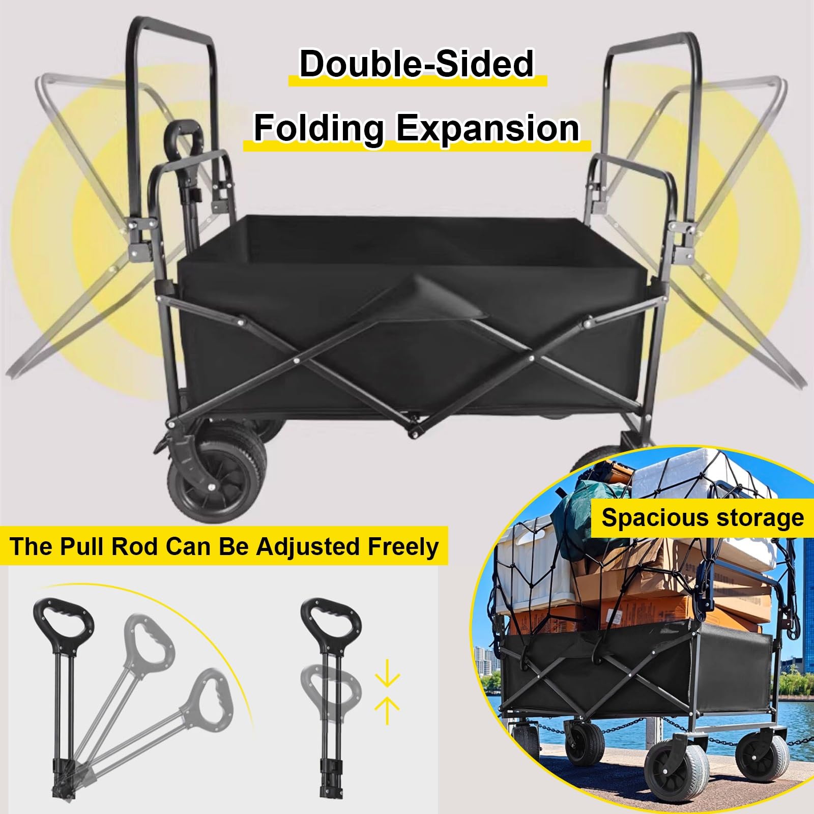 Carrito De Comida Portátil con Ruedas, Carrito para Vendedores, Quiosco/Expositor Plegable con Toldo, para Mercados De Agricultores Y Eventos Al Aire Libre