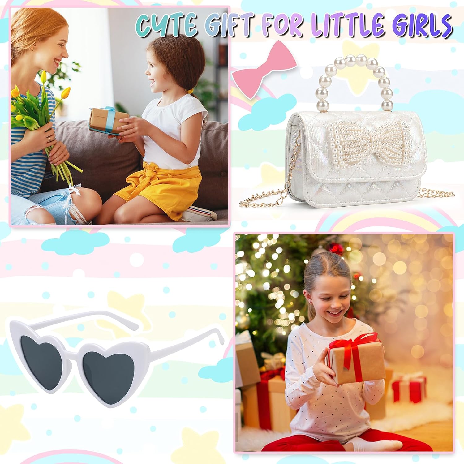 Toddler Purse, Kids Crossbody Bag Little Girls Bow Purse, Chirstmas Birthday Gift