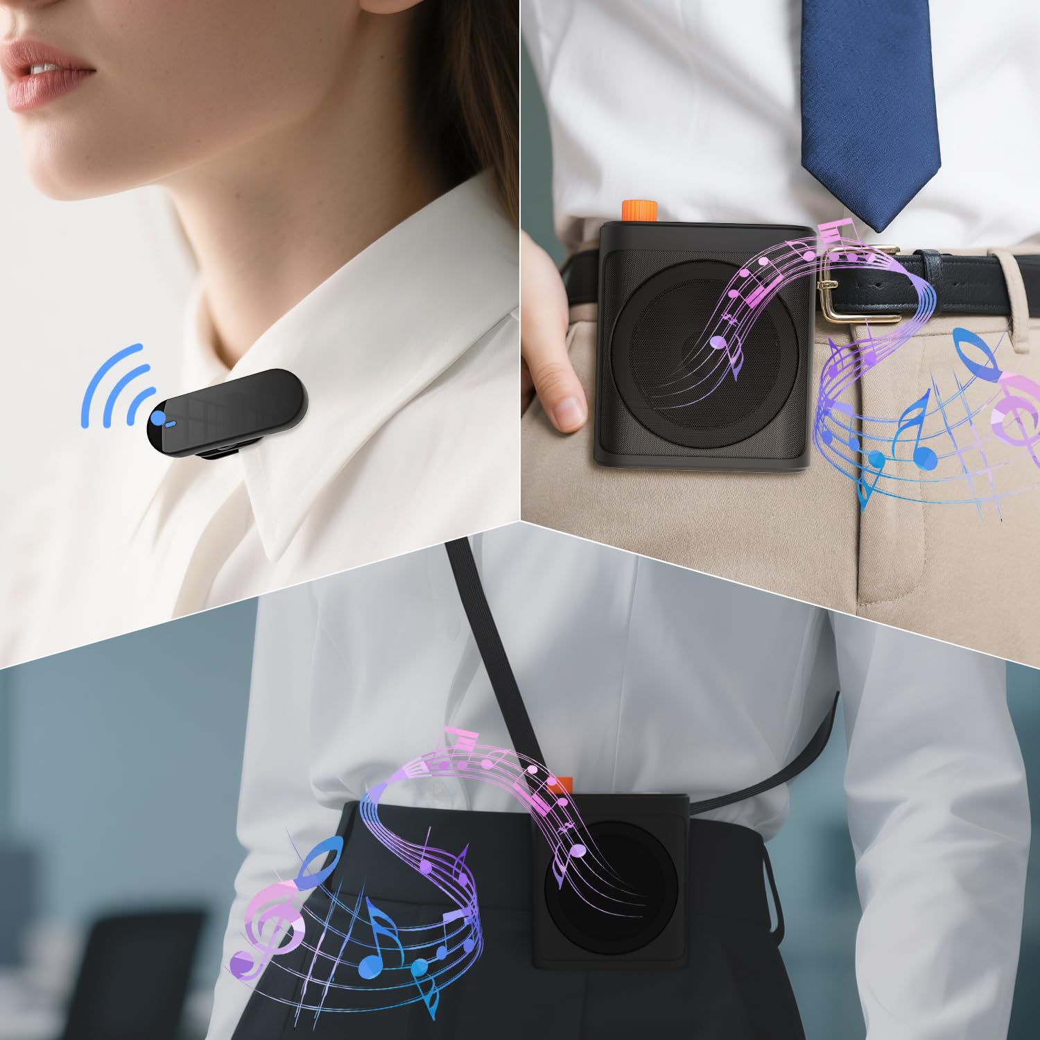 Amplificatore vocale portatile con 2 microfoni wireless, suono ricaricabile ad alta definizione per insegnanti e anziani