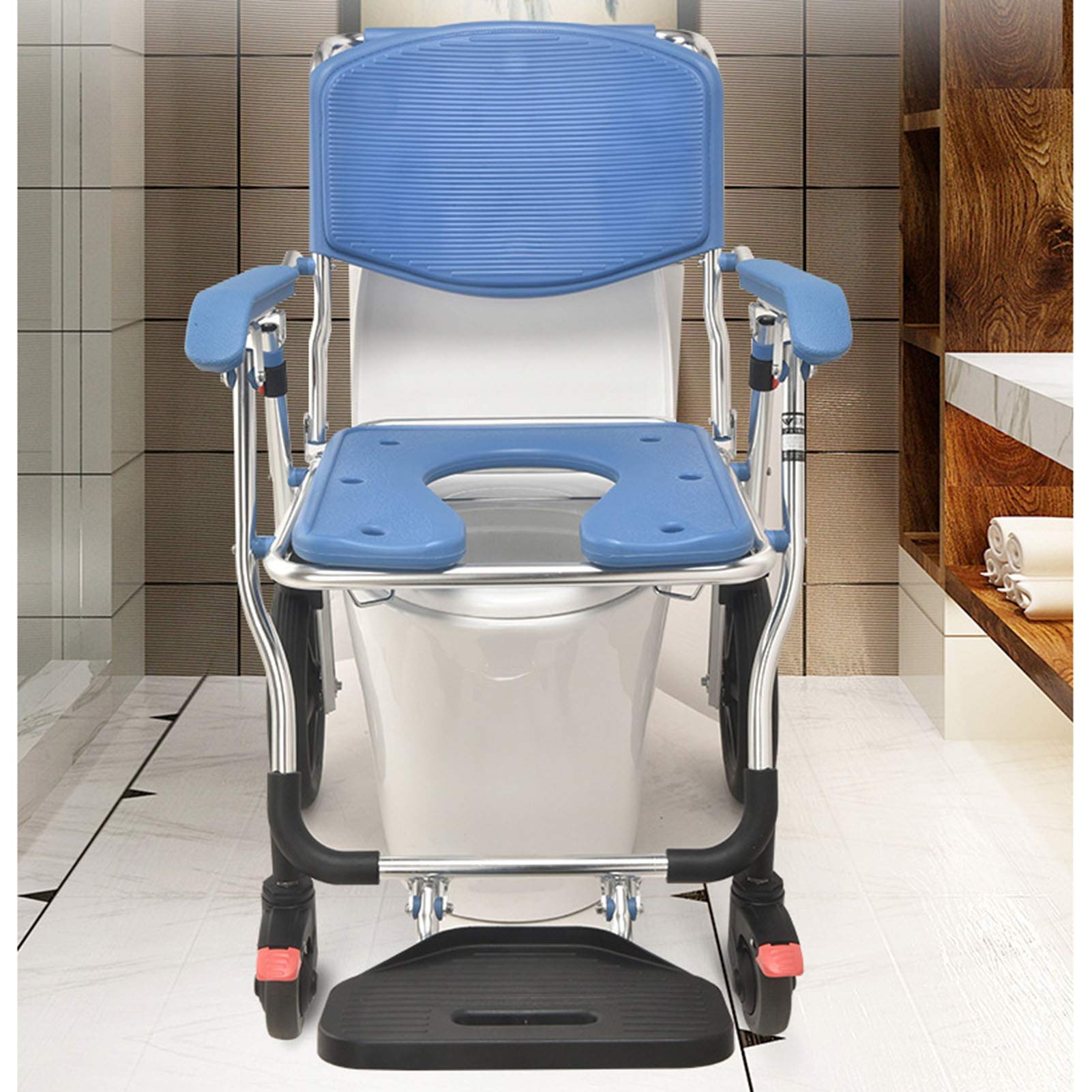 4 In 1 Commode Chair with Wheeled Toilet Chair, wheelchair Shower