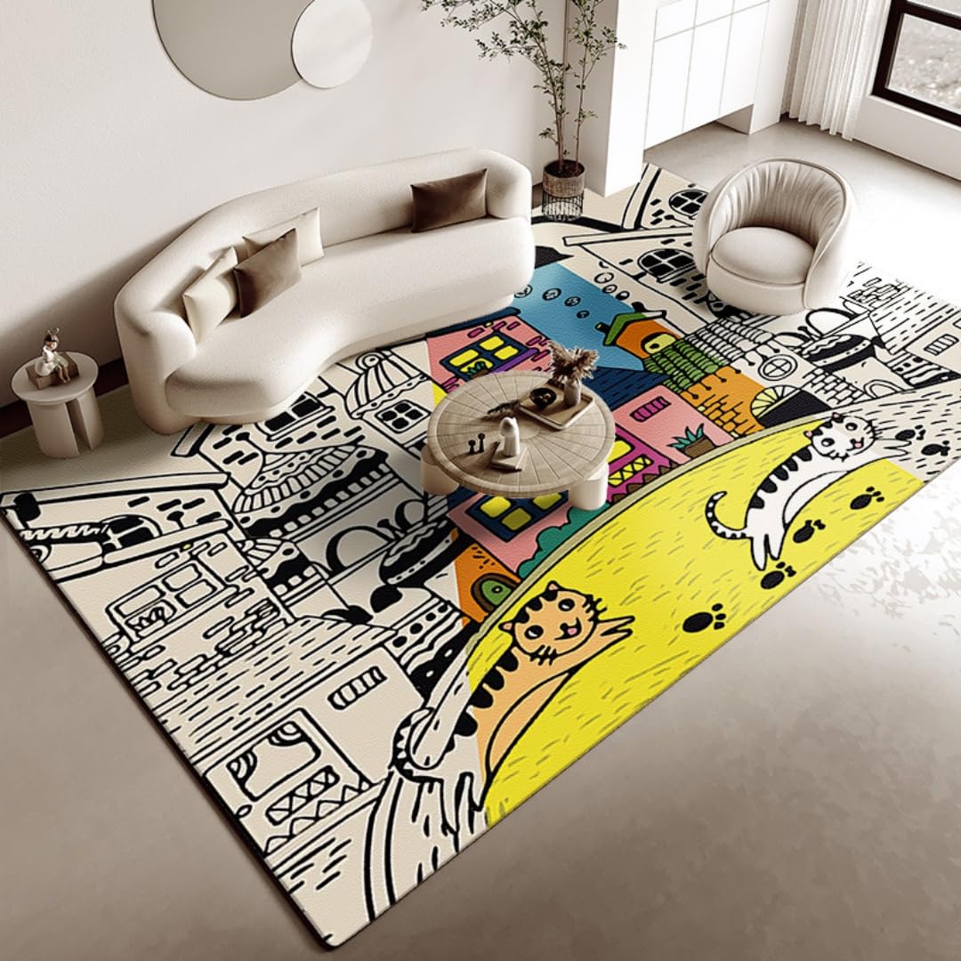 Tapis Antidérapant Lavable pour Éviter les Glissades, Style Moderne Abstrait 100x200