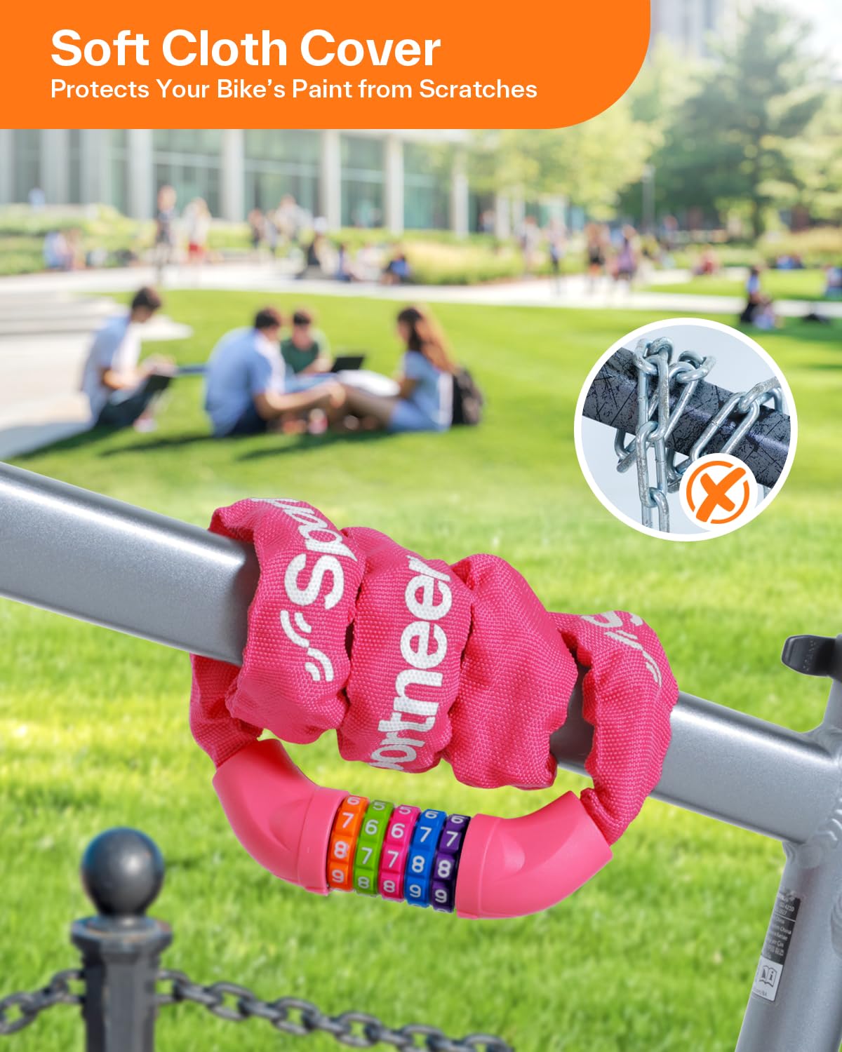 Sportneer High Security Chain Lock - 5-Digit Combination, Anti-Theft for Bicycle Motorcycle, Scooter, Door - Image 6
