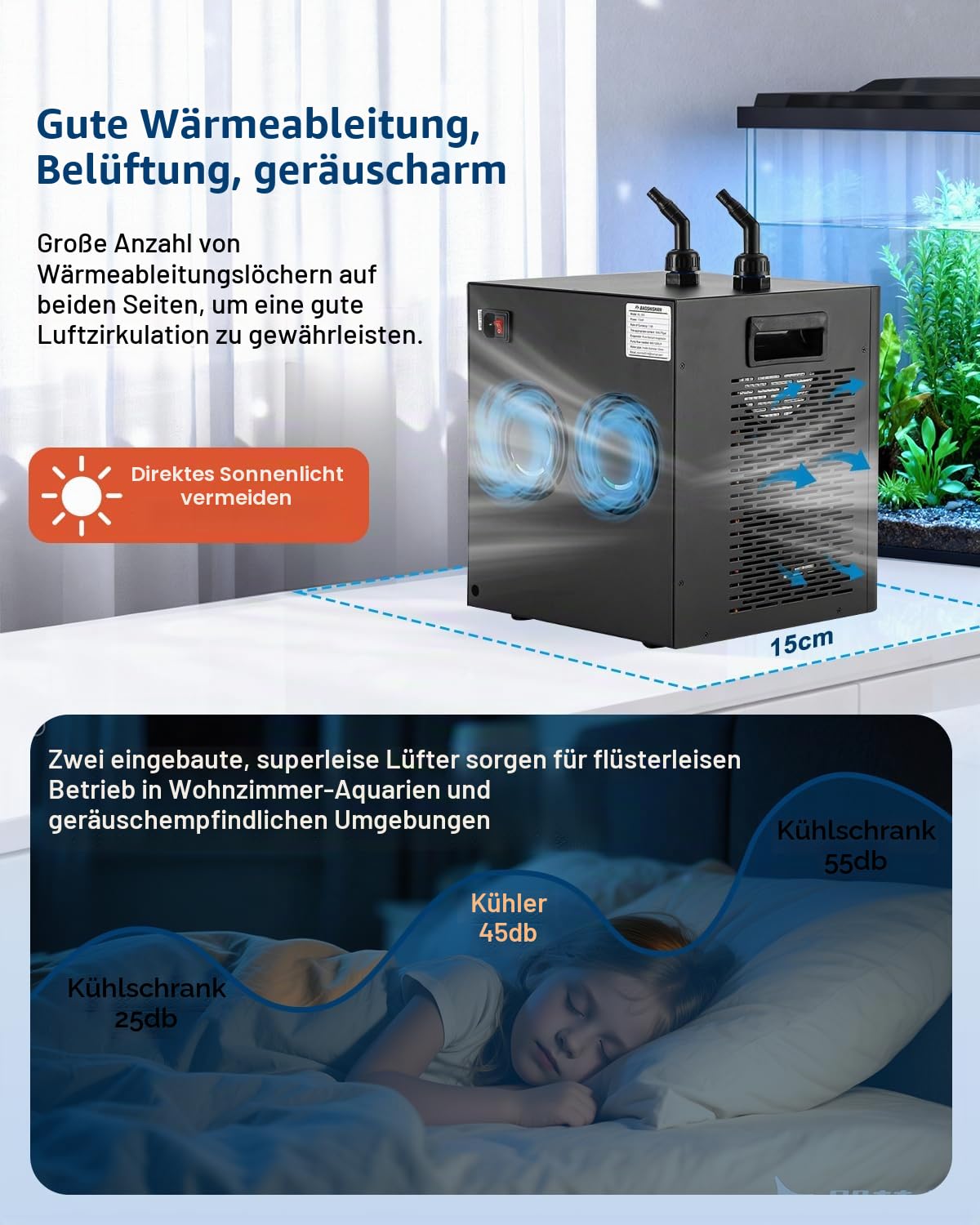 BAOSHISHAN Aquarium Wasserkühler, 300 Liter, Wasserkühler für Süß-/Salzwasser-Aquarien
