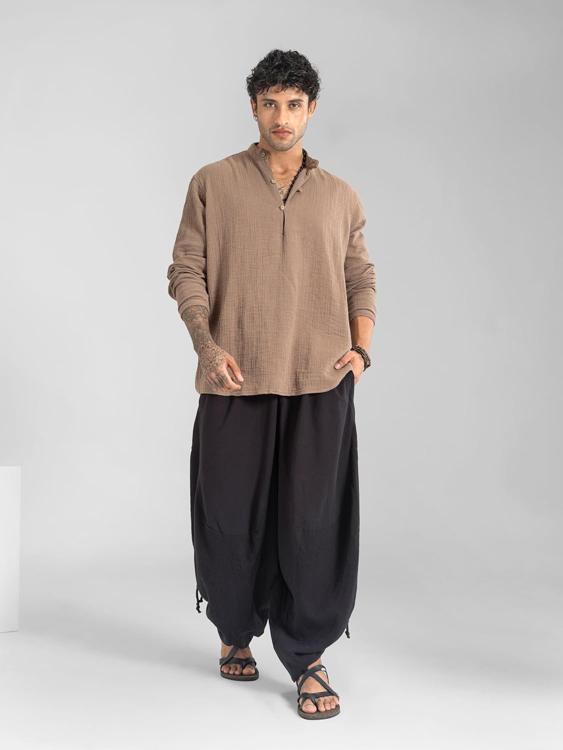 The Veshti Company Men’s Cotton Bali Harem Pants – Relaxed Fit Yoga Lounge – Casual Summer Beach Trousers - Image 5