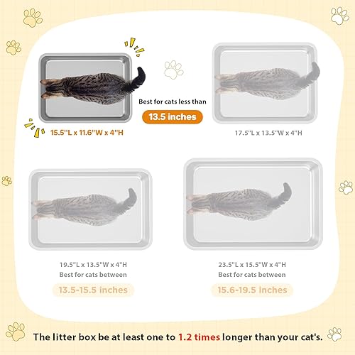 Miniatura 7 de LIHONG Caja de arena de acero inoxidable para gatos, caja de arena de metal grande para gatos pequeños y grandes, sin olor, antiadherente, fácil de