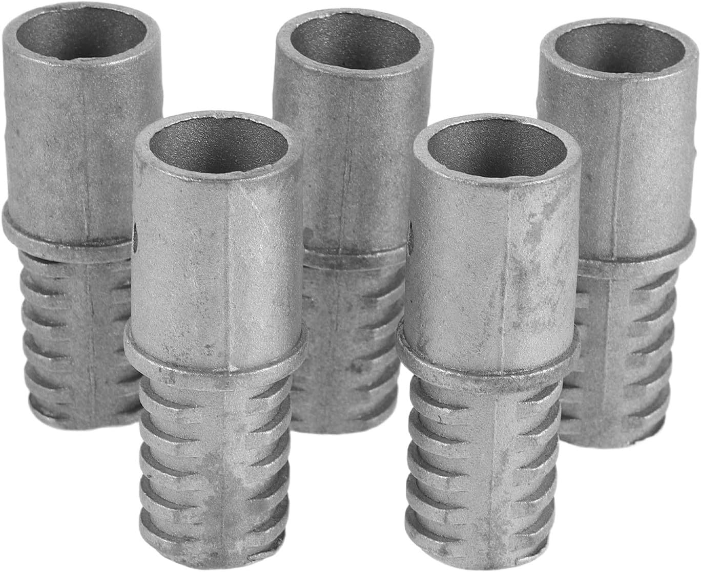 5pcs Threaded Extension Pole Adapter Tips for Broom and Mop Handle Replacement, Silver Aluminum Alloy Multipurpose Pole Attachment with Tight Connection, Suitable for Commercial