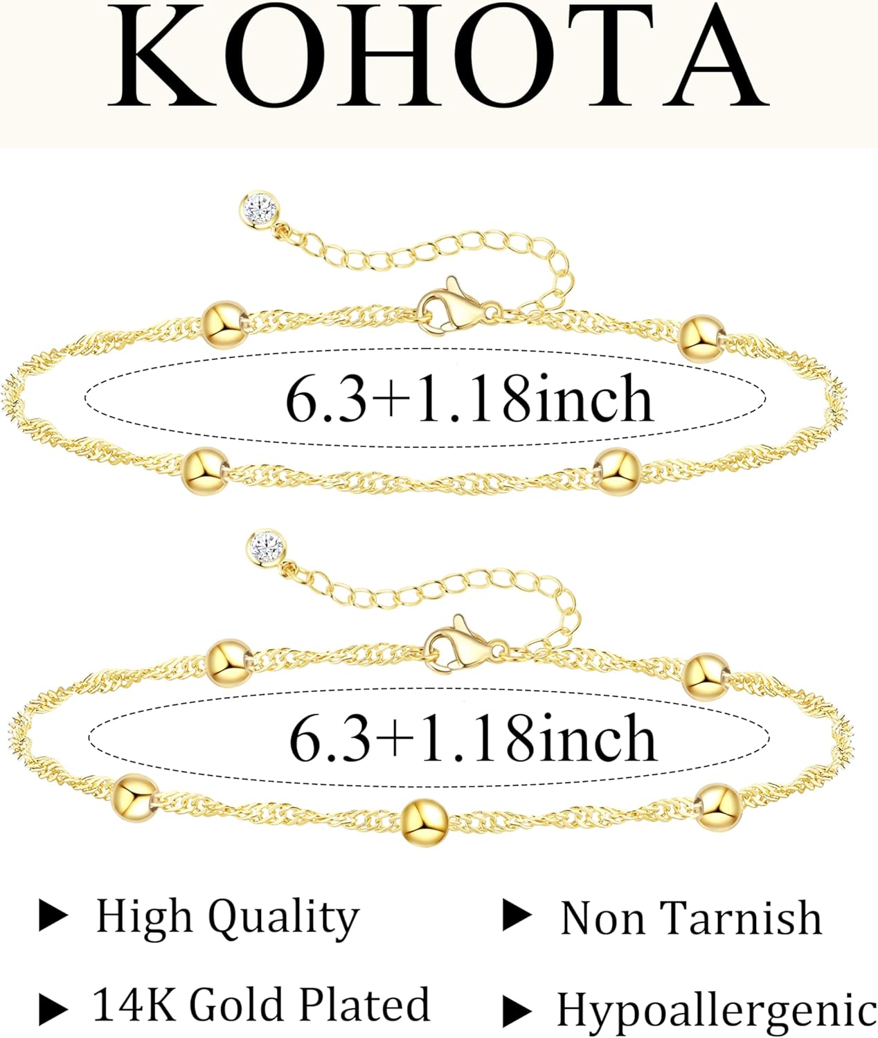 KOHOTA Valentines Day Gifts Silver Gold Bracelets for Women Trendy 14K Gold Plated Bracelet for Women Non Tarnish Dainty Stackable Heart Pearl Knot Beaded Bracelets Stack Set Charm Mothers Day Jewelry - Image 6