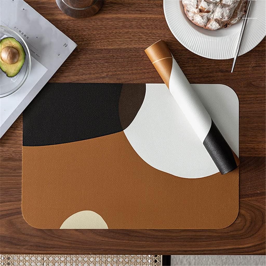 2 Pcs Retro Leather Insulation Pad Home Hotel Placemat Coffee Cup Mats Kitchen Accessories Decoration(E)