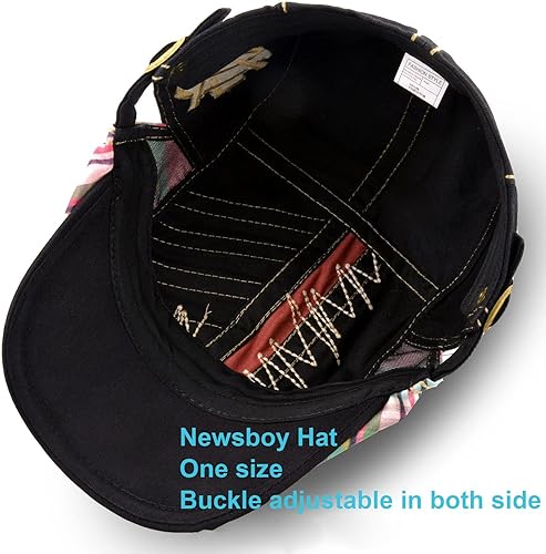 Miniatura 6 de M MOACC - Gorra de hombre de algodón ajustable con hebilla, boina, sombrero de periodista, gorro Cabbie Gatsby, gorras de conducción, gorras planas
