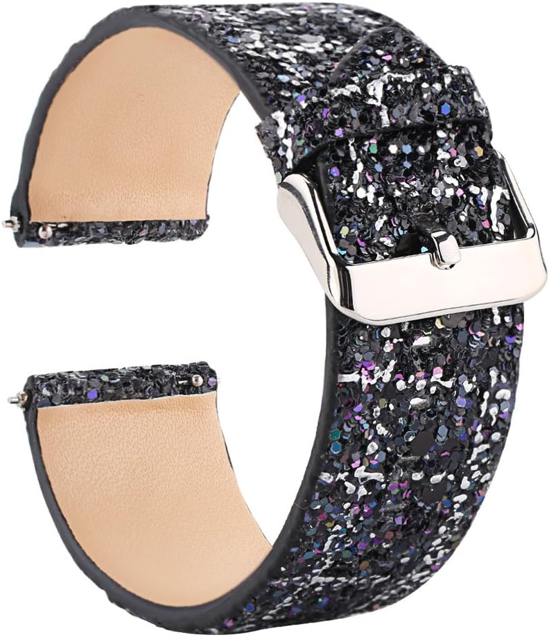 Moonooda 22mm Glitter Sparkle Strap Compatible with Samsung Galaxy Watch 46mm S3 Frontier Classic Watch Quick Release Bands Replacement for Samsung Watch๏ผBlack and White