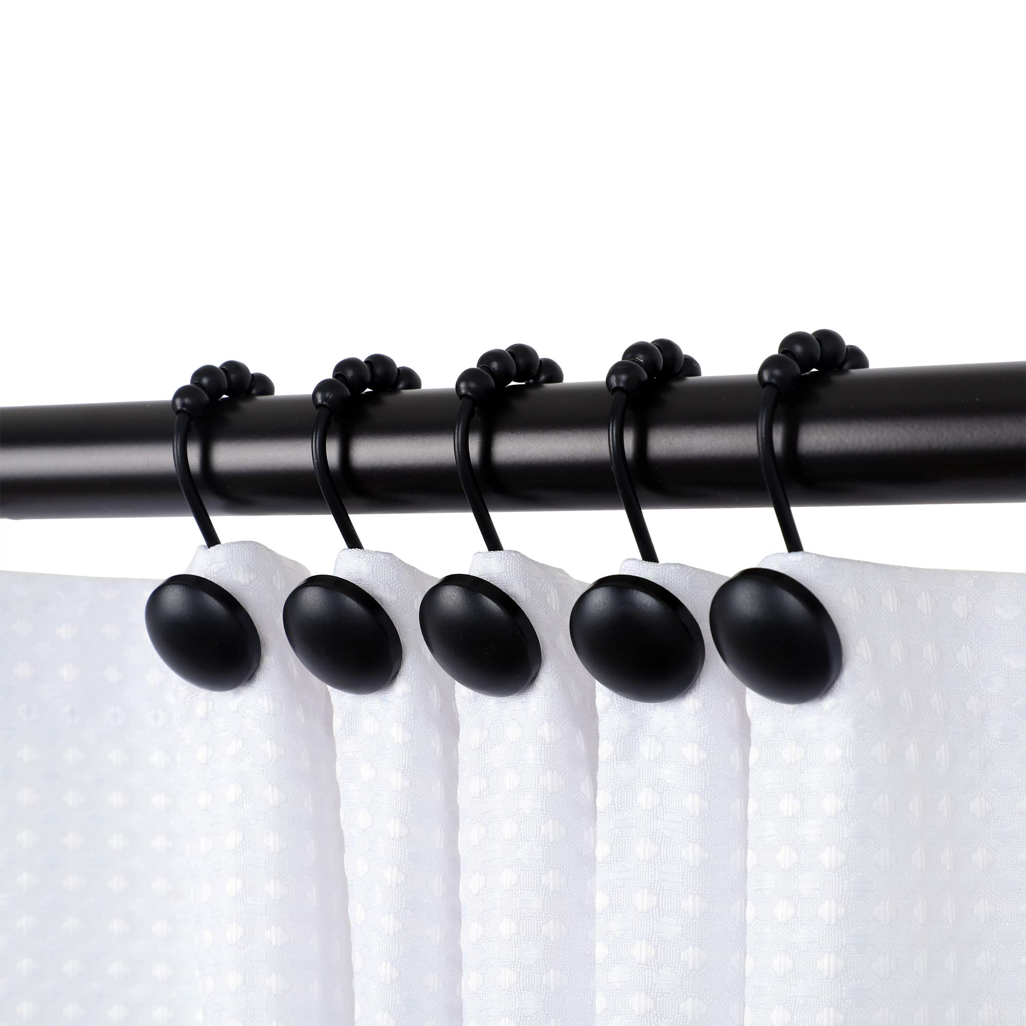 Utopia Alley Shower Hooks - Rust Resistant Roller Shower Curtain Hooks for Shower Curtain - Set of 12 Black