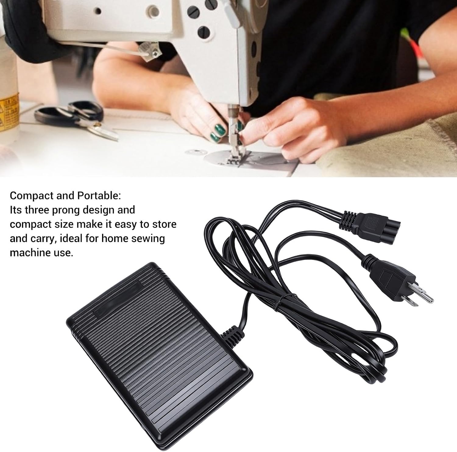 OVAQUIXI Sewing Machine Foot Pedal, Universal Replacement Foot Control with 3 Prong Power Cord, for BabyLock and More