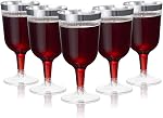 MATANA 24 Elegant Clear Hard Plastic Wine Glasses Silver Rim 6 oz/ 180ml, Sturdy & Reusable Glasses for Cocktails, Dessert - Birthdays, Weddings, Christmas, BBQ, Picnic, Parties