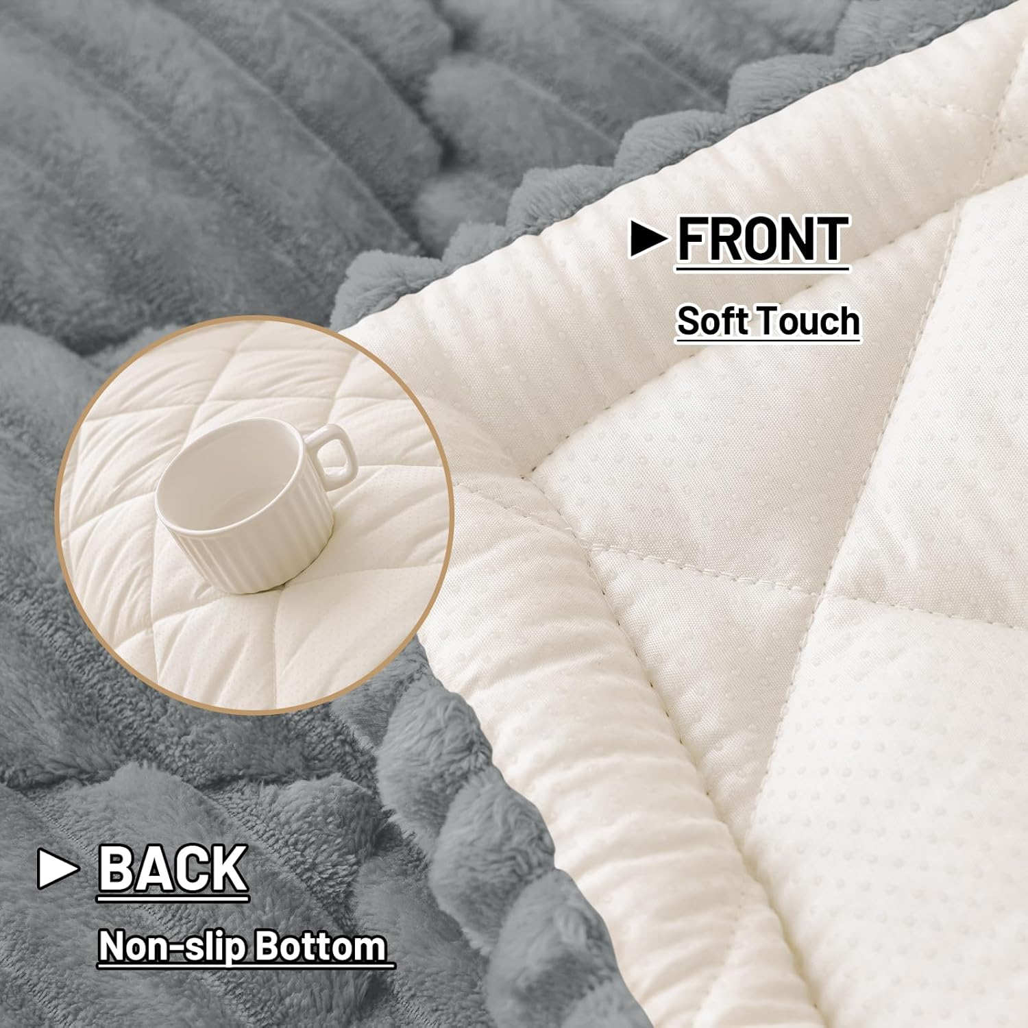 Smiry Pet Couch Covers for Dogs Washable, Non-Slip Fuzzy Couch Covers for 3 Cushion Sofa Pet Friendly, Soft Thick Furniture Protector Sofa Slipcover Mat for Dogs (Grey, 27.6" x 59")