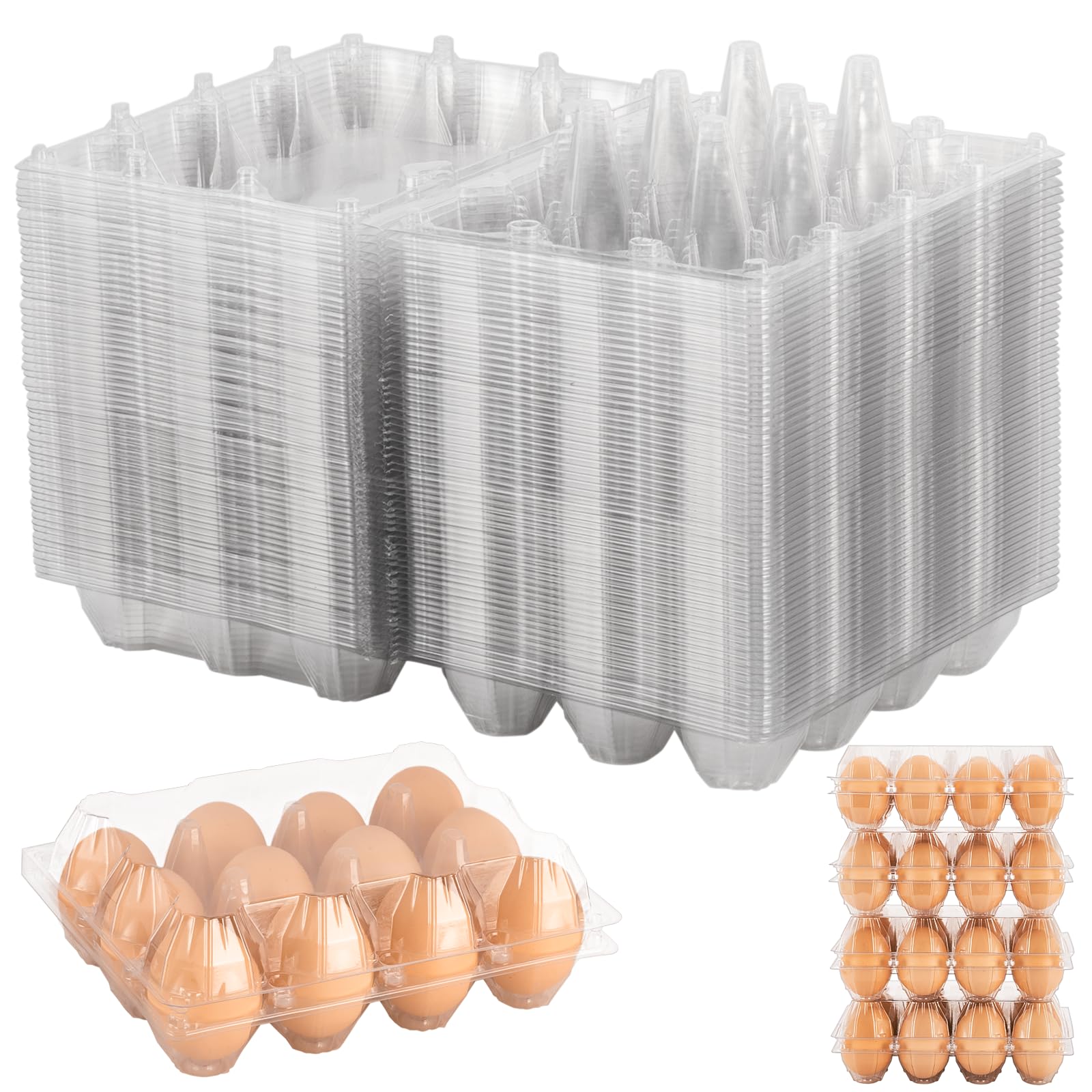 Confezione da 60 cartoni per uova, in plastica, 3 x 4, economici sfusi per 12 uova, ideali per frigorifero, allevamento di polli, mercati degli agricoltori e esposizione commerciale