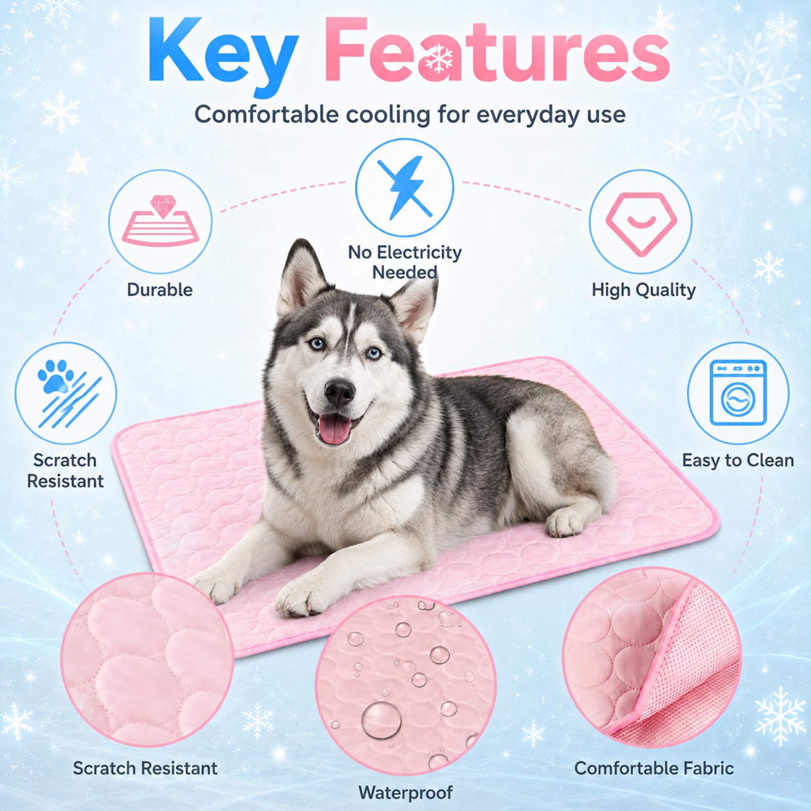 Kühlmatte für Hunde, Kühldecke Hund 100x70cm, Hundematten Sommer Kühlkissen, Haustier Hundematte für Zuhause Unterwegs Oder im Auto (XL – Rosa)