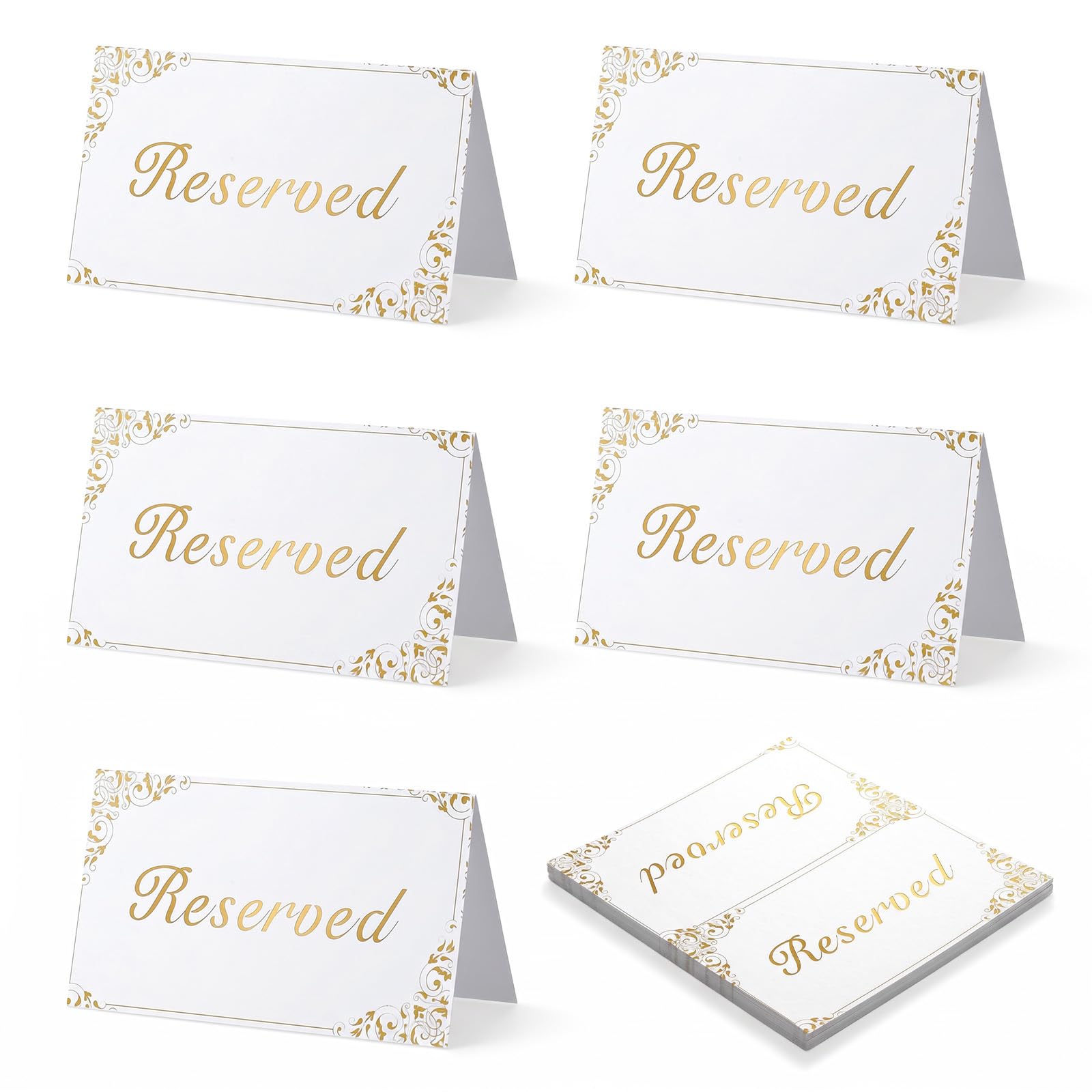 20Pcs Reserved Signs for Wedding, Tent Style Reserved Signs for Tables, Double Sided Elegant Wedding Seating Plan Cards for Party Banquet