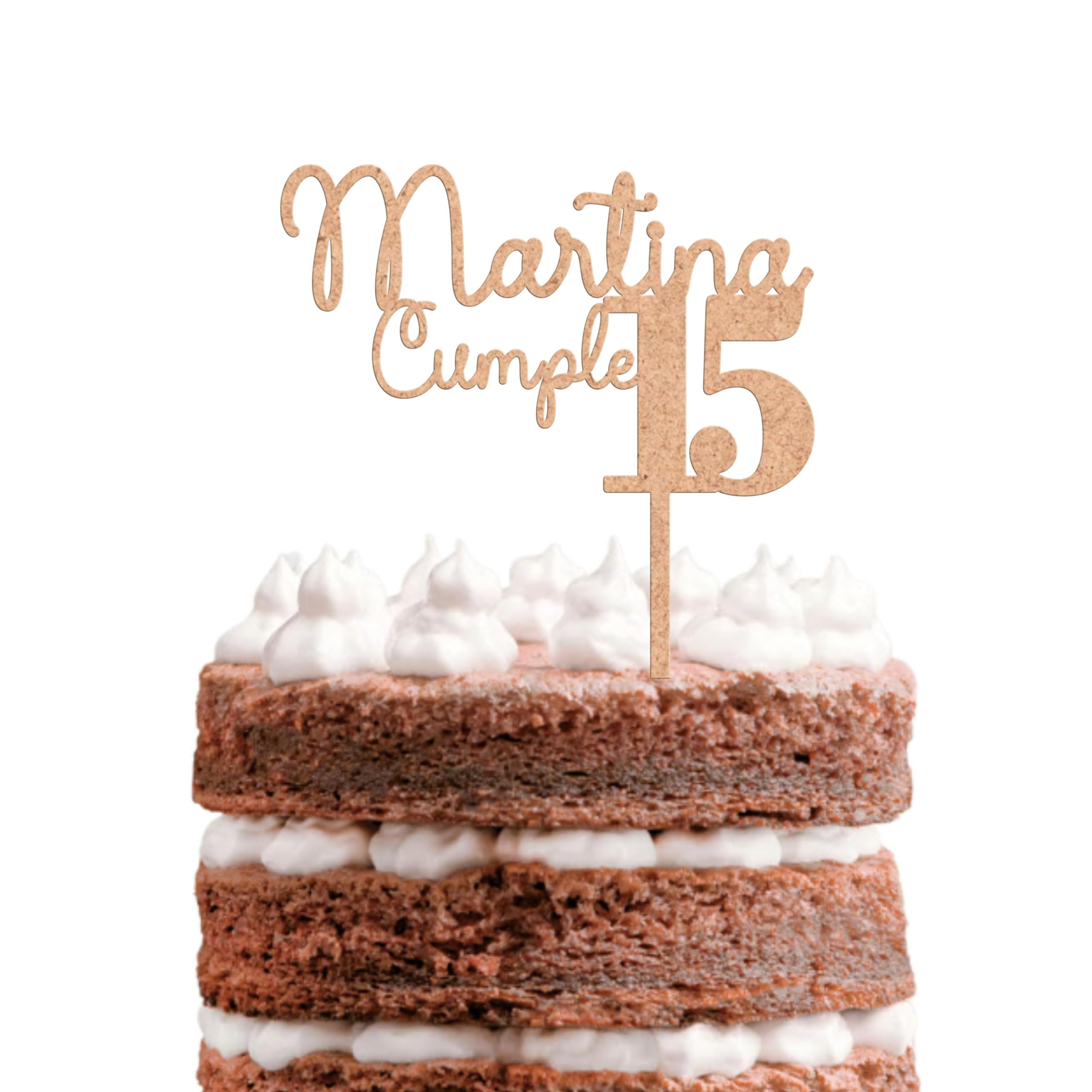 ADOREI Topper de Tarta Personalizado en Madera MDF com nombre y Edad para Tartas de Cumpleaños Eventos Decoración de Fiestas Bodas y Bautizos Cupcake Comunions Regalo Handmade Laser cut