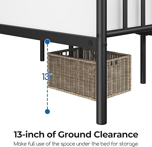 Miniatura 17 de Topeakmart Base de cama matrimonial de metal blanco con cabecero y estribo, base de cama de plataforma matrimonial, resistente, no necesita somier,